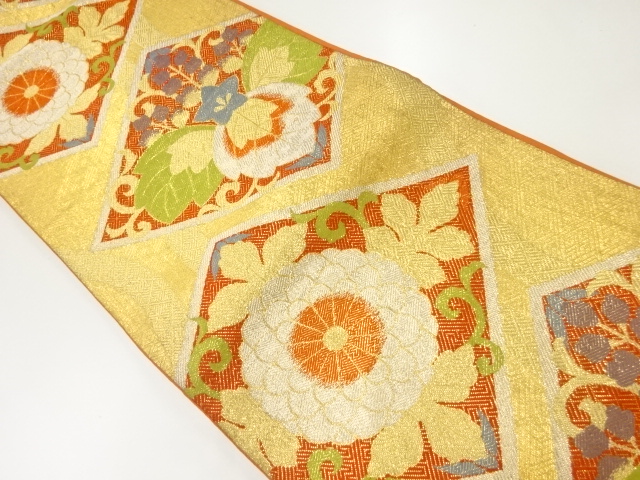 アンティーク　菊桐模様織出し袋帯（材料）